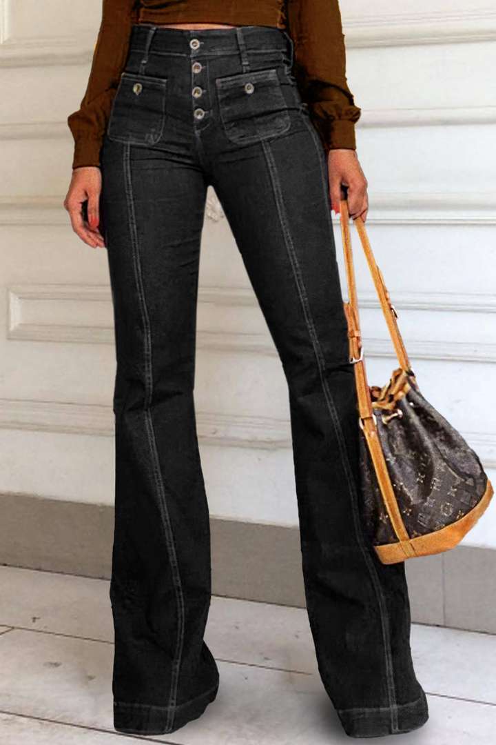 Bootcut Jeans With High Waist And Button Details By Street-wave For Fashion Forward Women