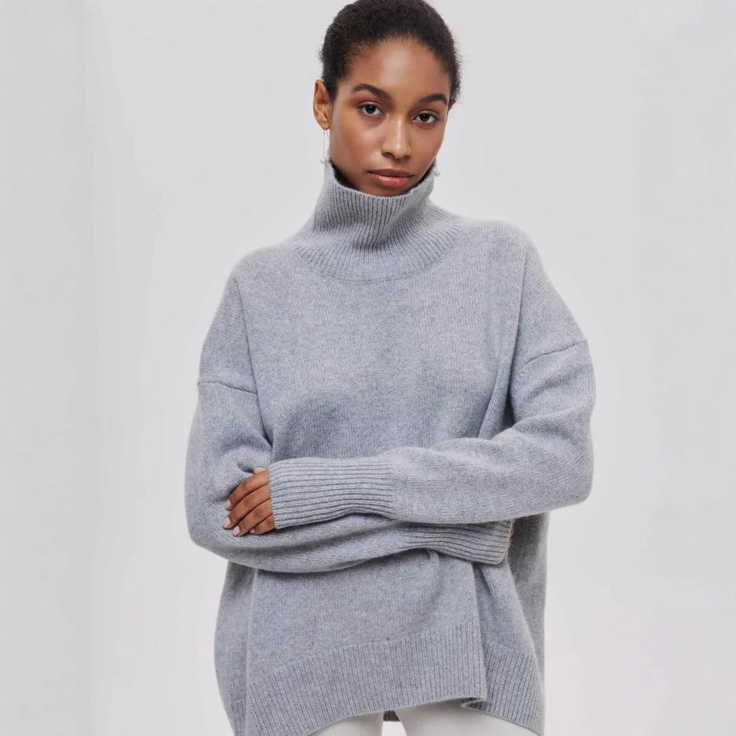 Street-wave Women's Cozy Turtleneck Sweater With Breathable Cotton And Relaxed Fit