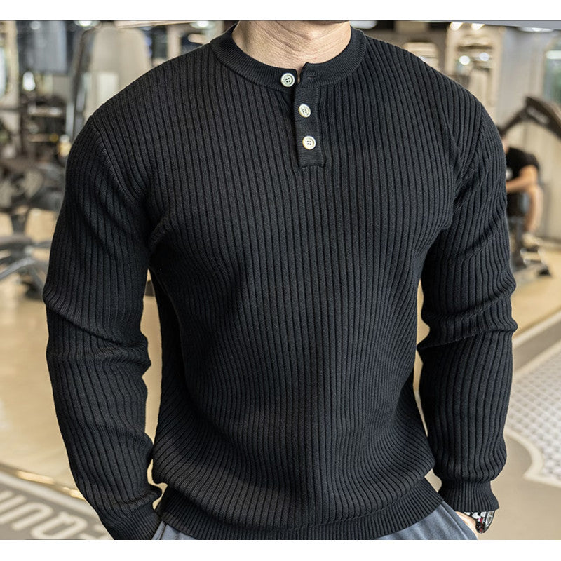 Street Wave Mens Premium Ribbed Knit Pullover With Structured Texture For Style Minded Men