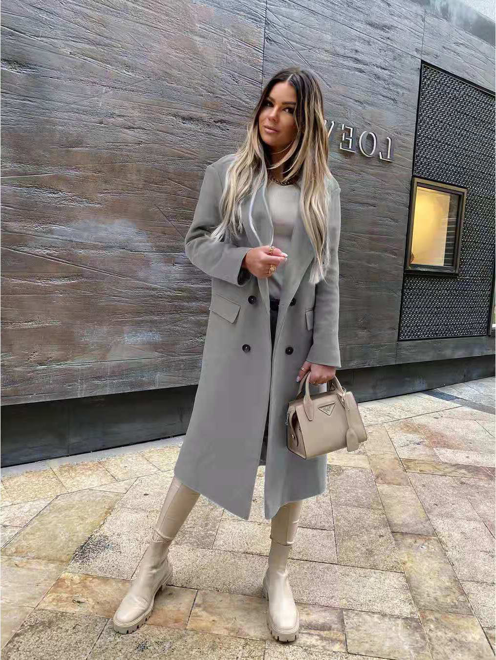 Street-wave Double Breasted Wool Coat For Women Elegant Timeless Versatile High Quality Wool