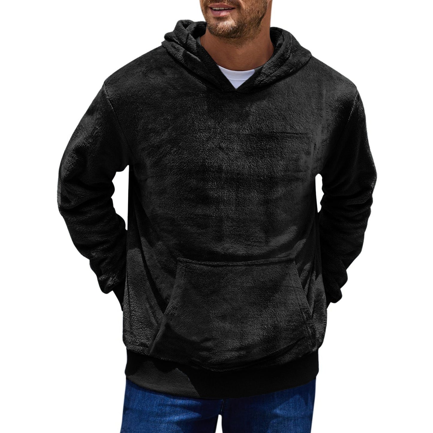 Street-wave Mens Cozy Fleece Hoodie With Kangaroo Pocket For All Day Warm Comfort