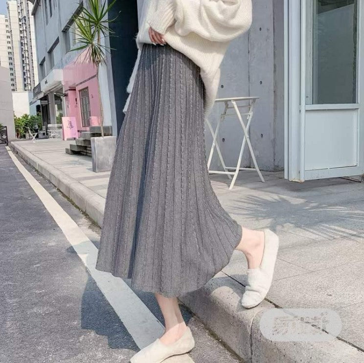 Street-Wave Pleated Skirt In Soft Material With Elastic Waistband For Women Elegant And Versatile