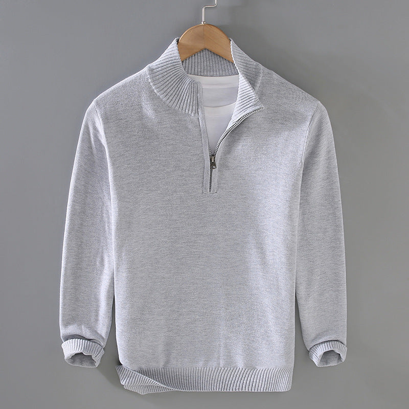 Street Wave Mens Zip Neck Stand Collar Pullover For Modern Men Comfort And Style