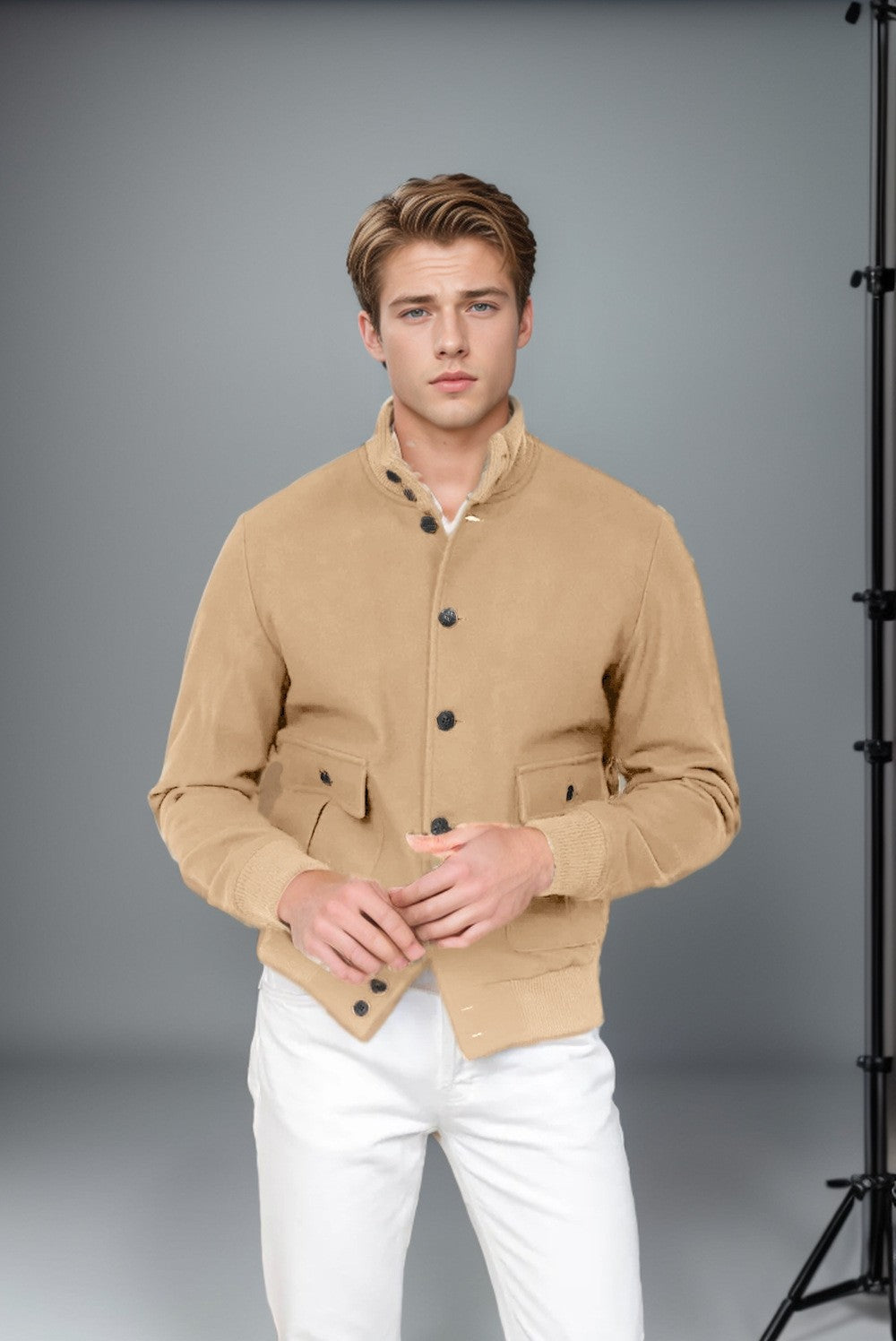 Street-wave Men's Casual Structured Cotton Jacket With Practical Pockets For Everyday Versatility