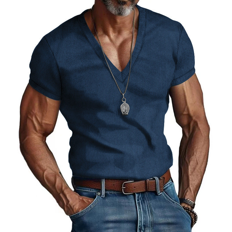 Street-Wave Men V-Neck Short Sleeve T Shirt Breathable Comfort For Everyday Style And Premium Fit