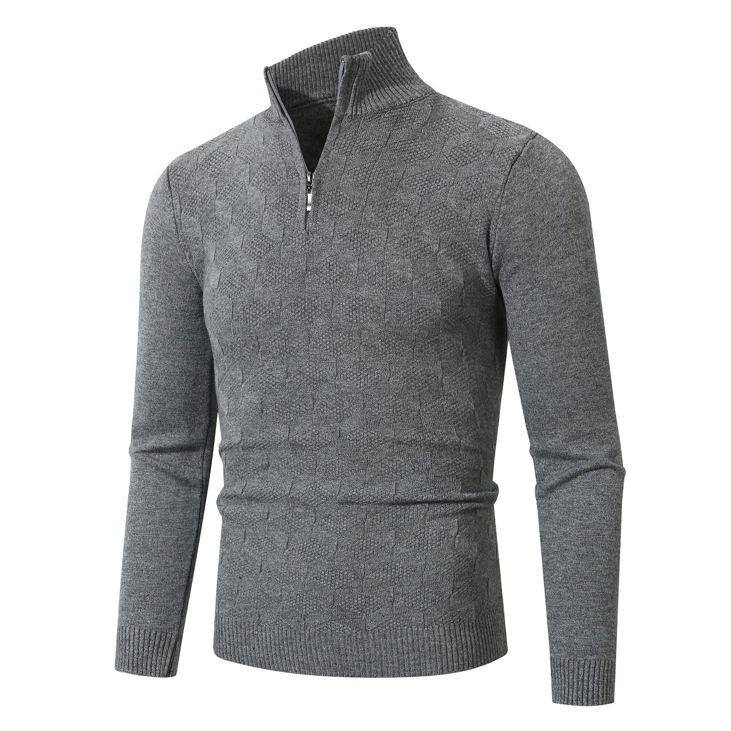 Street-wave Men's Half Zip Knit Pullover With Structured Cable Pattern Casual Comfort