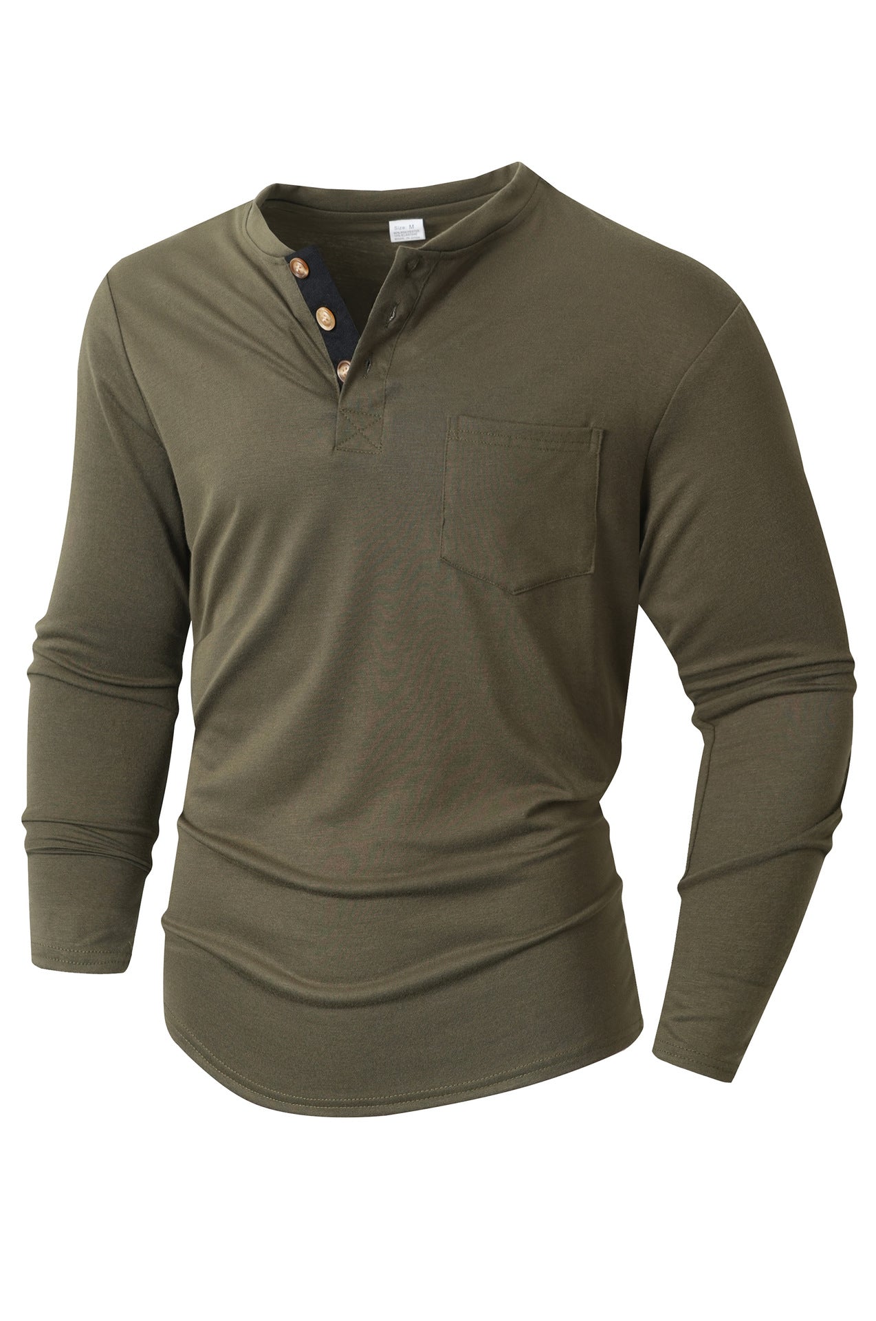 Street Wave Men Henley Shirt Long Sleeve Comfort Fit Soft Cotton For Everyday Wear