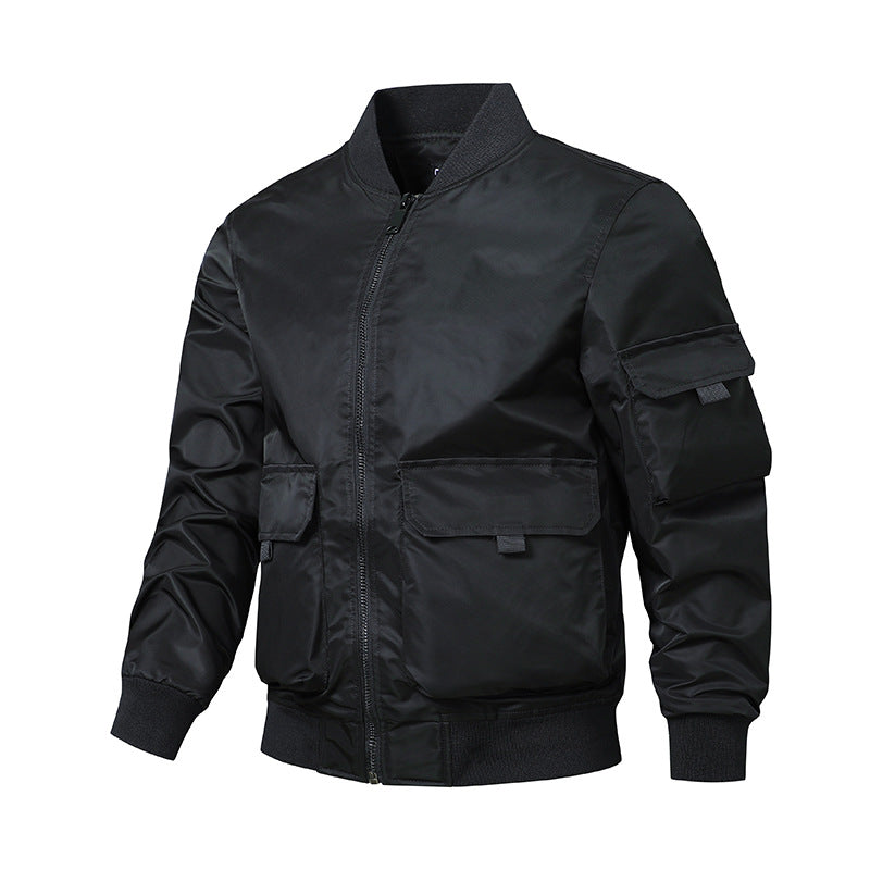 Street-Wave Men's Bomber Jacket With Practical Pockets And Elastic Cuffs Lightweight Breathable Polyester