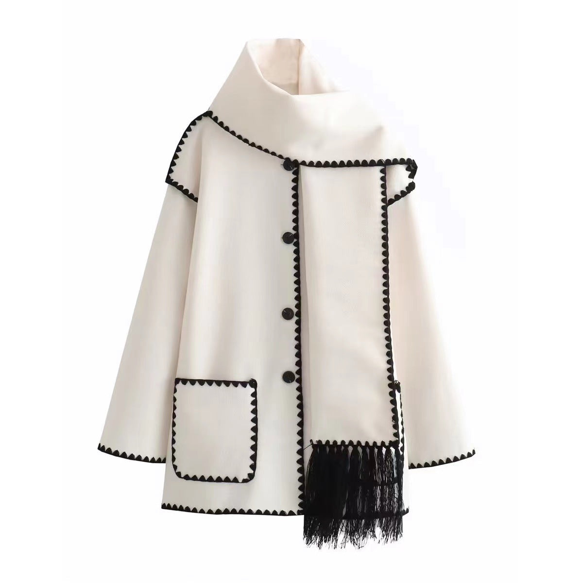 Street-Wave Womens Oversized Cardigan Fringes Pockets Cozy