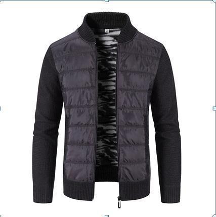 Mens Quilted Knit Sleeve Bomber Jacket Street-wave Casual Transitional Outerwear