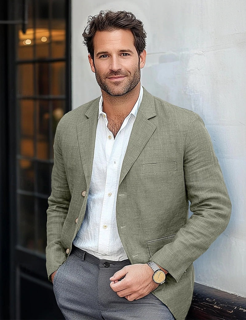 Street-wave Men Casual Linen Blazer Breathable Comfort for Smart Casual Versatile Events