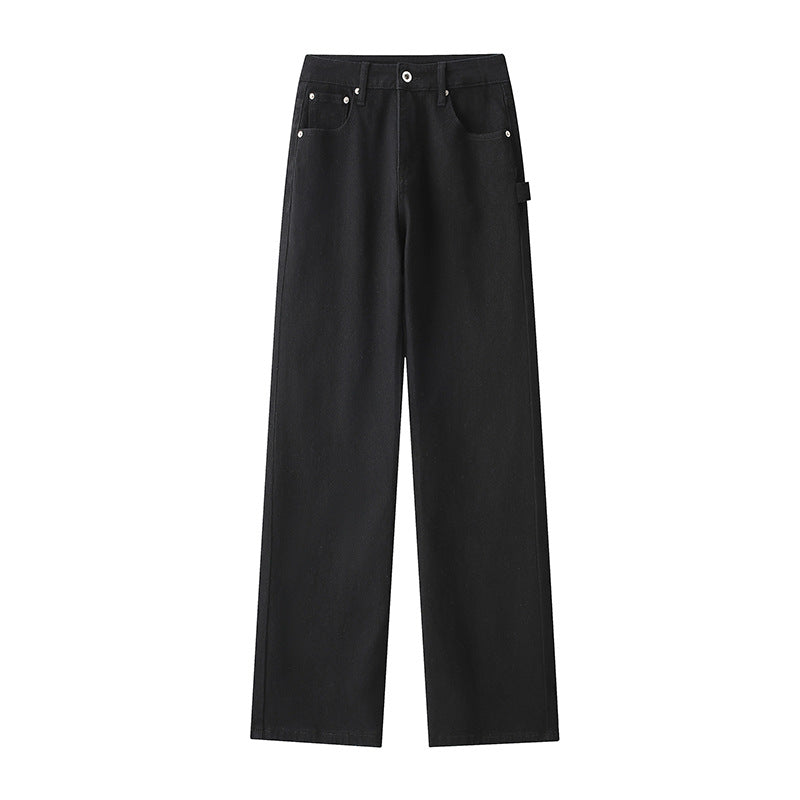 Street-Wave Mens Wide-Leg High Waist Jeans With Practical Pockets Comfortable Fit