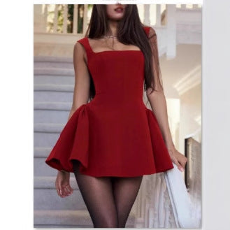 Streetwave Women Mini Dress Off Shoulder Square Neck With Flared Skirt Elegant Evening Wear