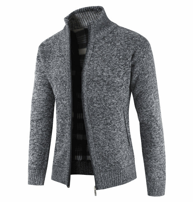 Street-Wave Men's Knit Cardigan With High Collar And Side Pockets For Modern Warmth