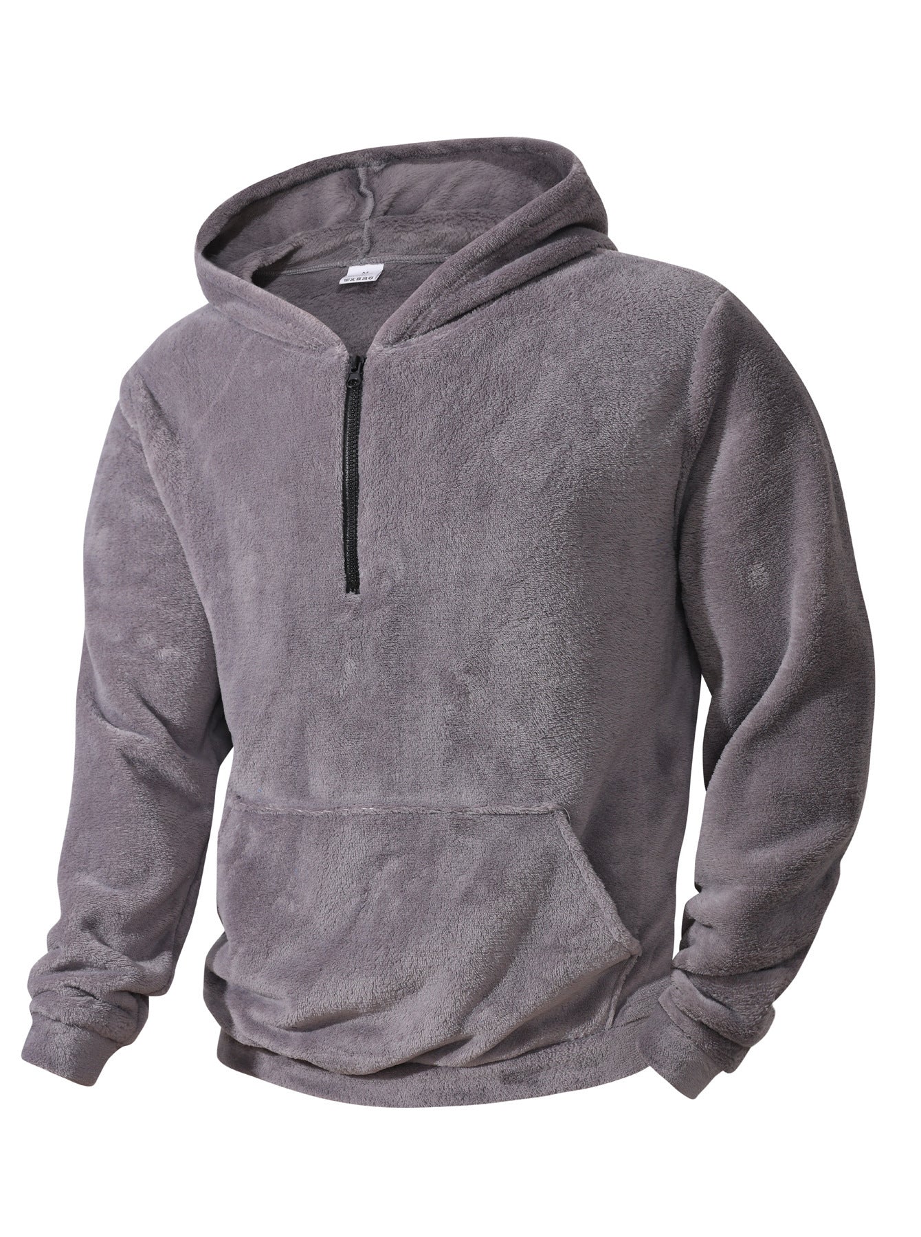 Mens Fleece Hoodie With Innovative Half Zip Street-Wave Cozy Warm Everyday Essential