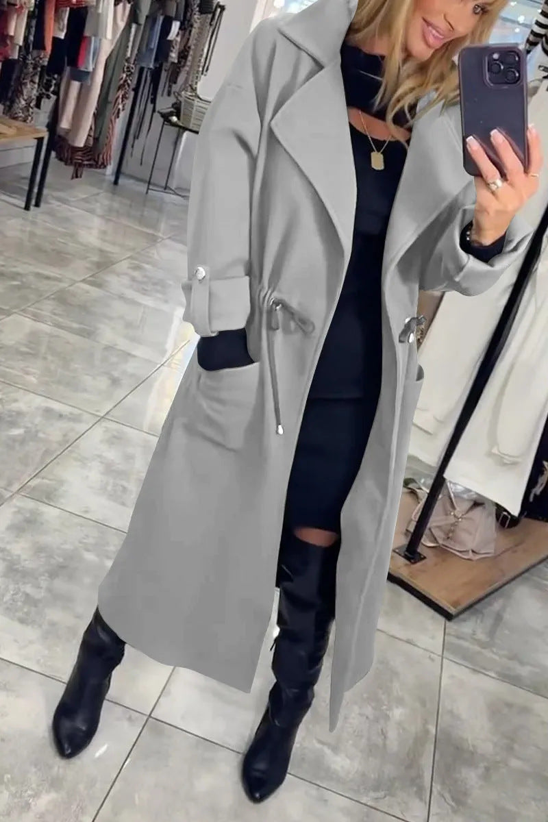 Streetwave Womens Transitional Coat With Waist Tie And Practical Pockets For Chic All Season Wear
