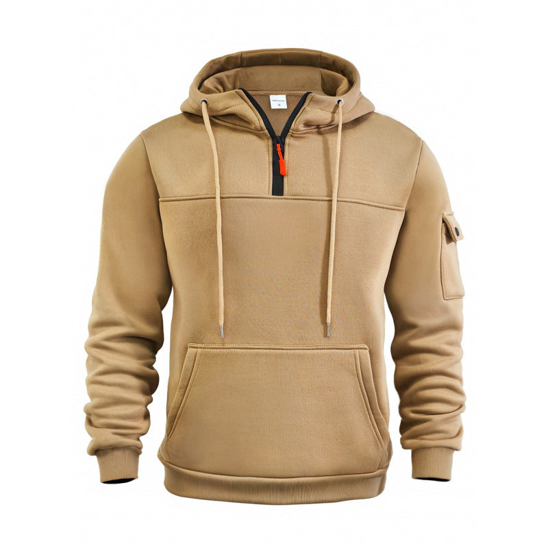 Street Wave Mens Functional Hoodie With Half Zip And Side Pockets For Active Living