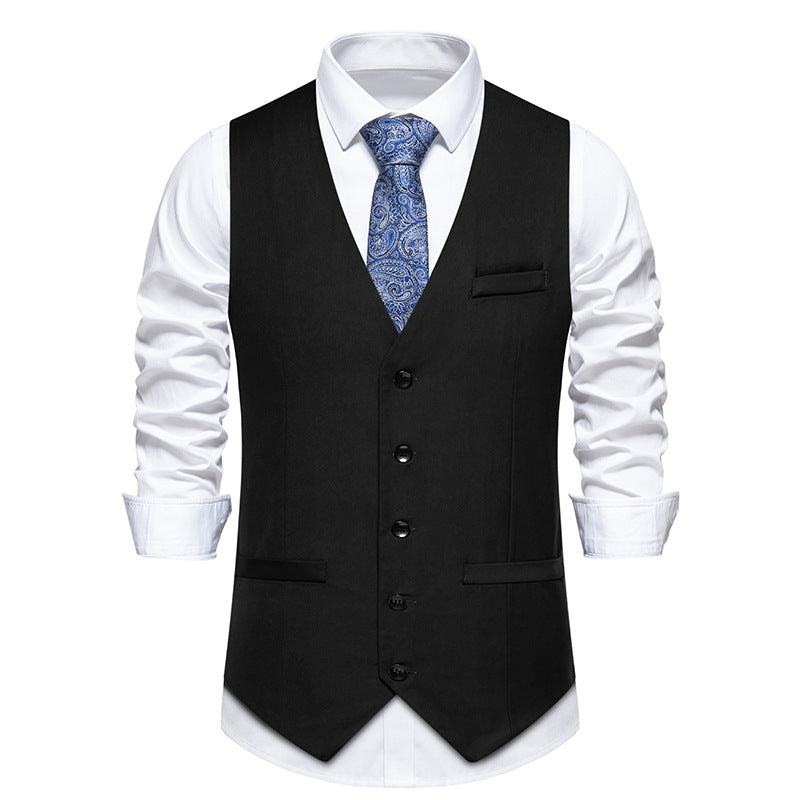 Street-wave Men's Gray Suit Vest With Fine Texture And Premium Material For Formal Events