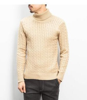 Street-wave Men's Turtleneck Sweater With Structured Knit Texture And Soft Cotton For Timeless Comfort