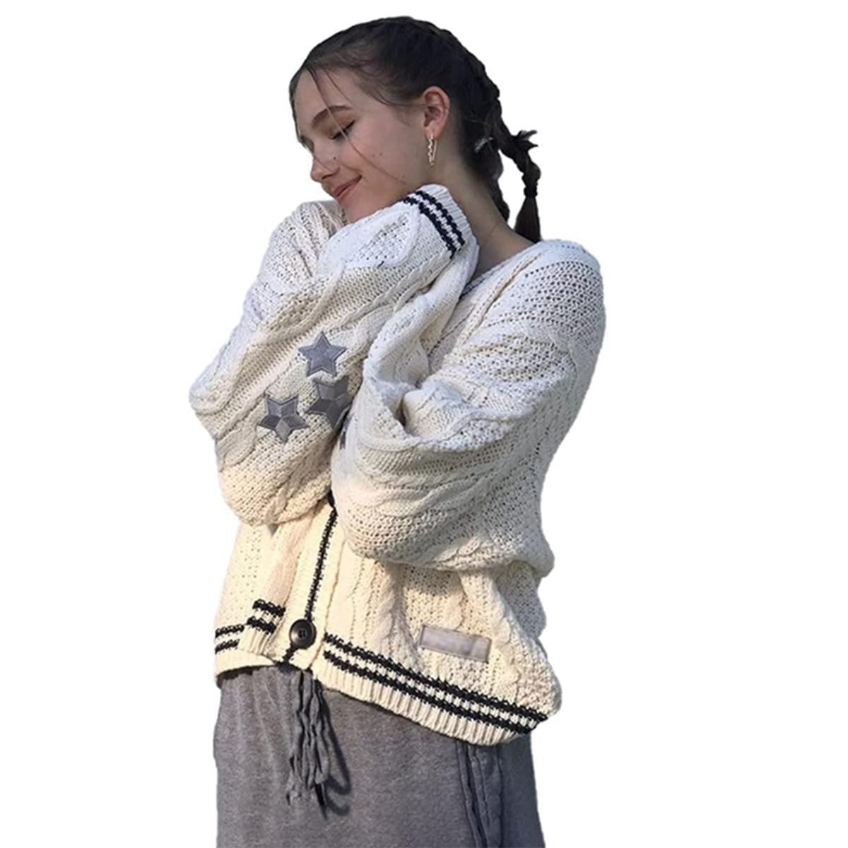 Street-wave Women Oversize Knitted Cardigan For Casual Chic Comfort And Timeless Style Wardrobe Essential