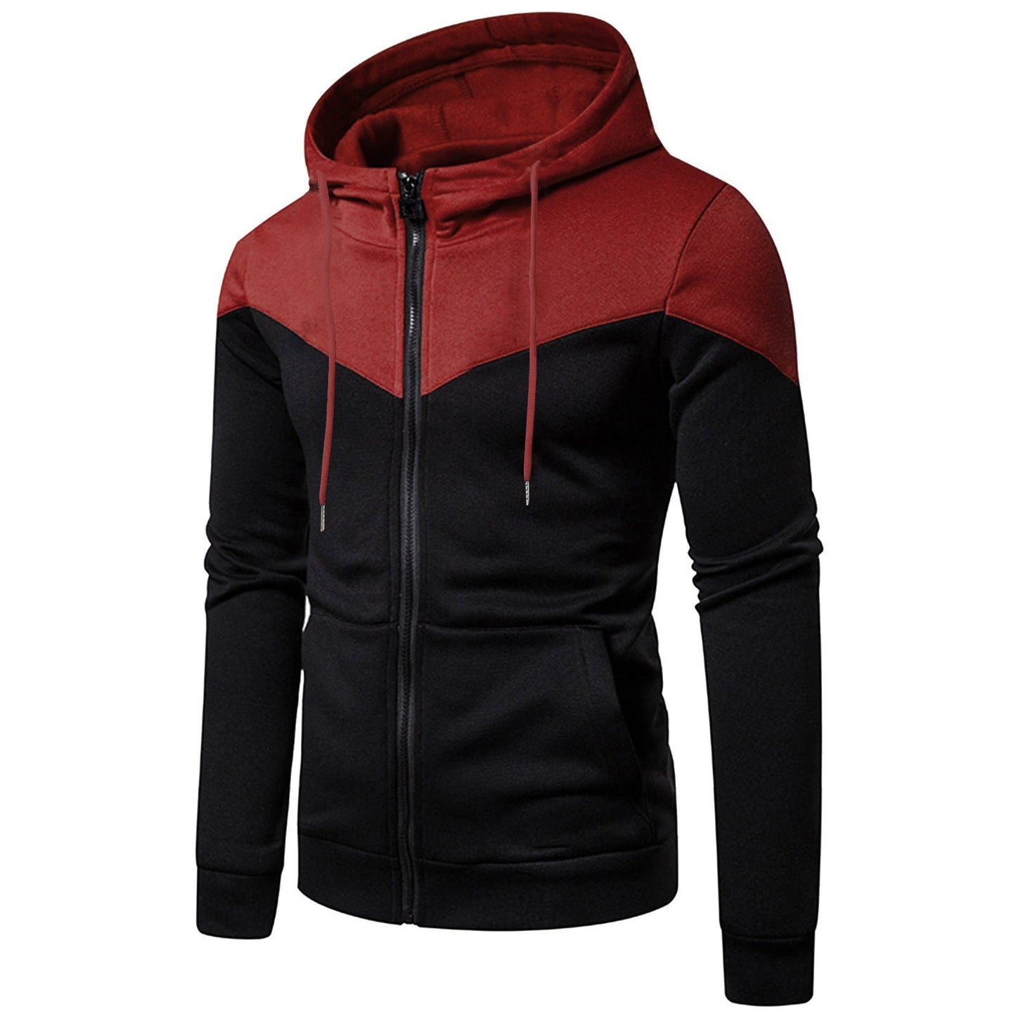 Street Wave Mens Athletic Zip Hoodie Color Block Jacket For Active Men Modern Sporty Comfort