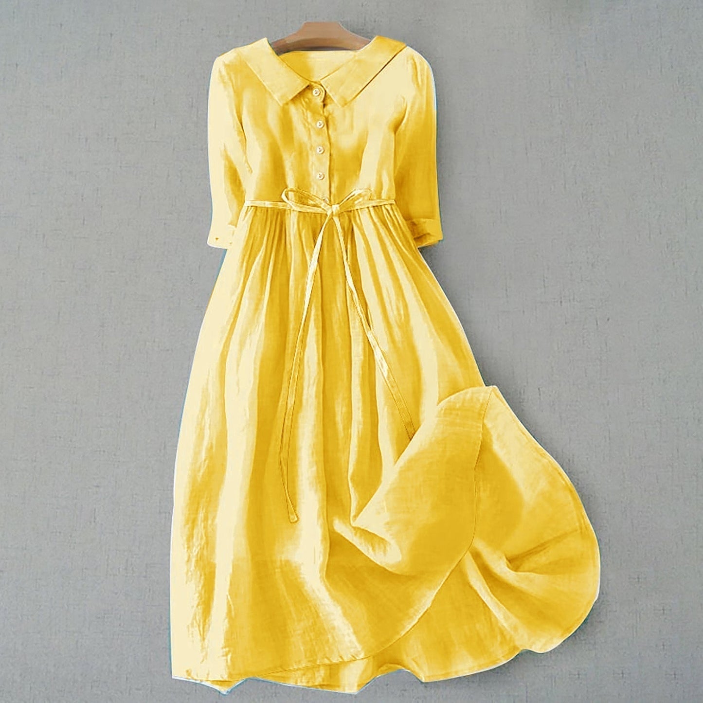 Women's Casual Dress with Short Sleeves and A-Line Cut