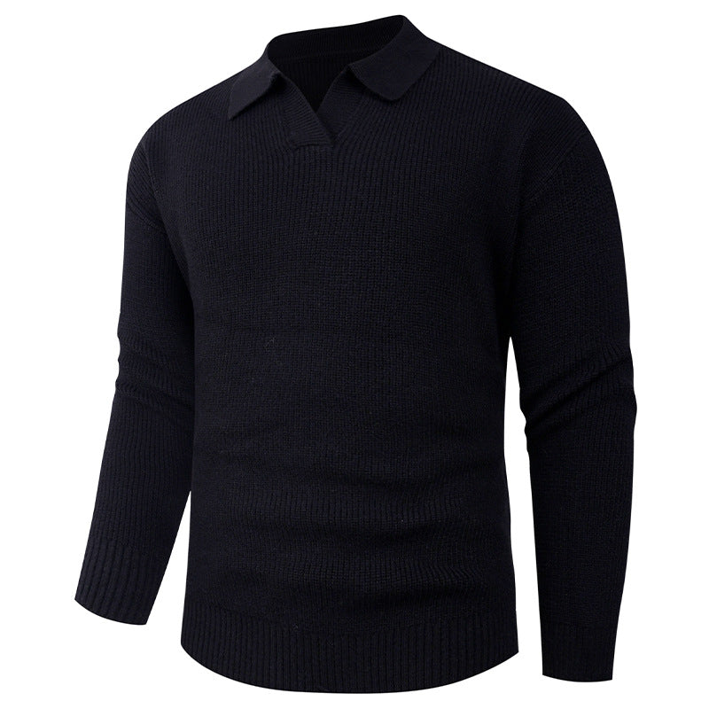 Street-Wave Mens Polo Collar Knit Pullover Breathable Premium Sweater For Everyday Wear