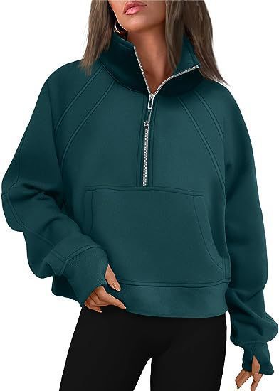 Street-Wave Women's Cozy Half Zip Hoodie With Kangaroo Pocket For Everyday Comfort And Warmth