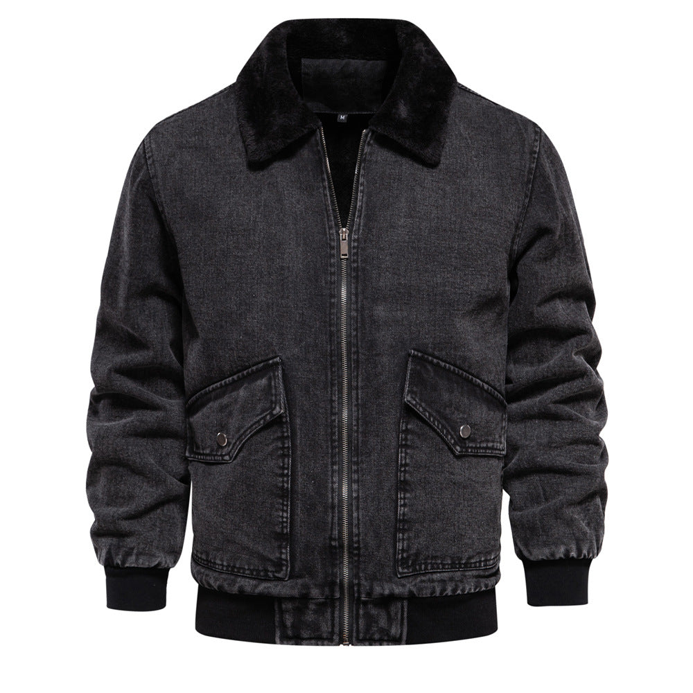 Street Wave Denim Jacket For Men With Cozy Lined Interior Timeless Urban Style For Everyday City Living