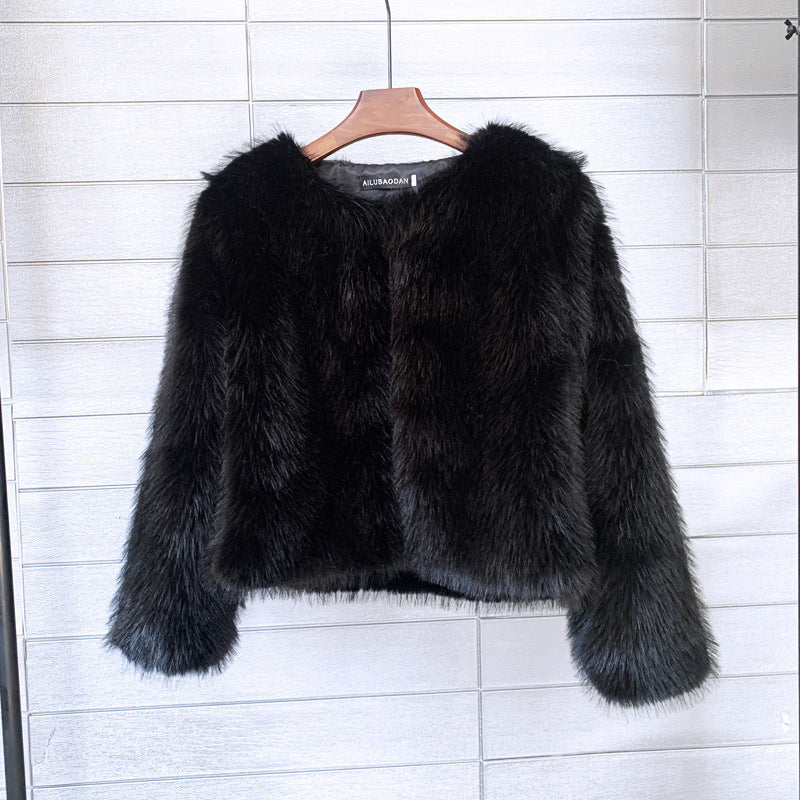 Women Plush Short Faux Fur Jacket From Premium Fur Streetwave Elegant Sleeve Design