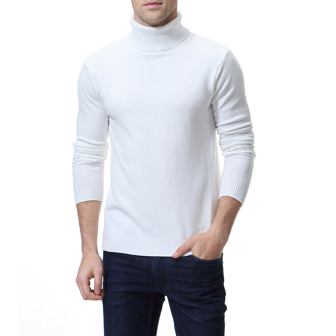 Men's Fine Cotton Turtleneck Sweater Street Wave Soft Comfort For Everyday Wear Premium Warmth