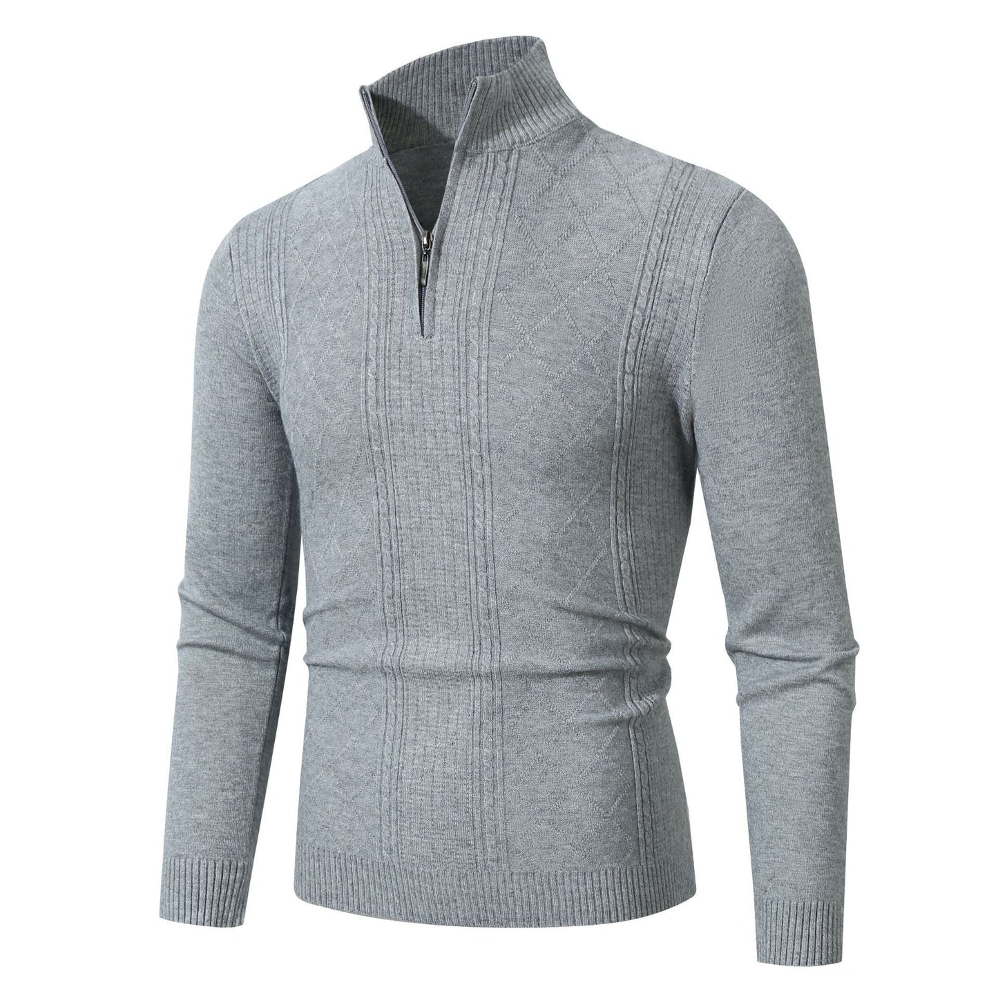 Premium Elegant Men's Knit Sweater With Stand Collar And Zip By Street-wave For Style-Conscious Men