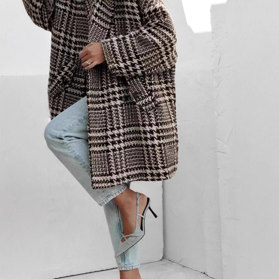 Street-Wave Women Plaid Coat Elegant Relaxed Fit For Winter Style And All Day Comfort