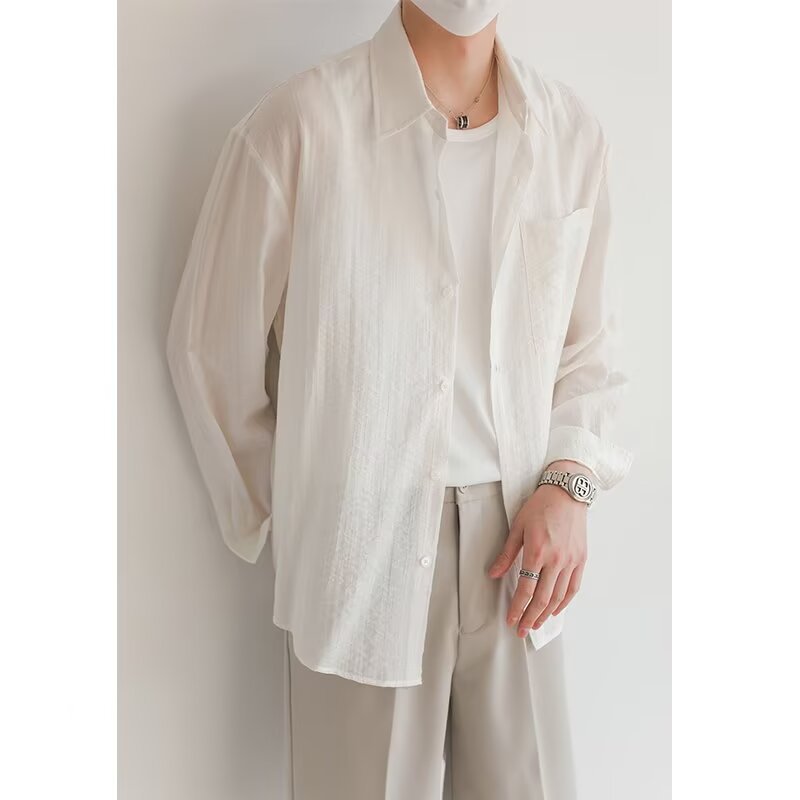 Street-Wave Mens Breathable Light Cotton Long Sleeve Shirt Relaxed Fit