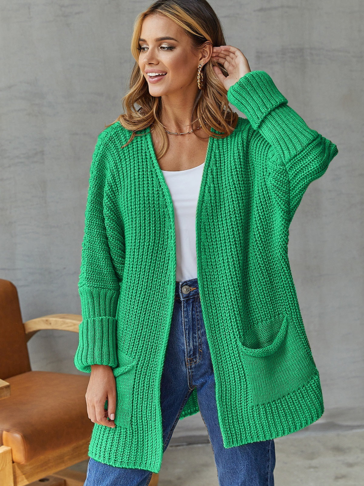 Street-wave Women's Knit Cardigan With Generous Pockets, Cozy Soft Knit for Everyday Casual Wear