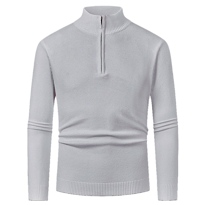 Street-wave Men's Half Zip Pullover With Stand Collar, Premium Knit, Everyday Style