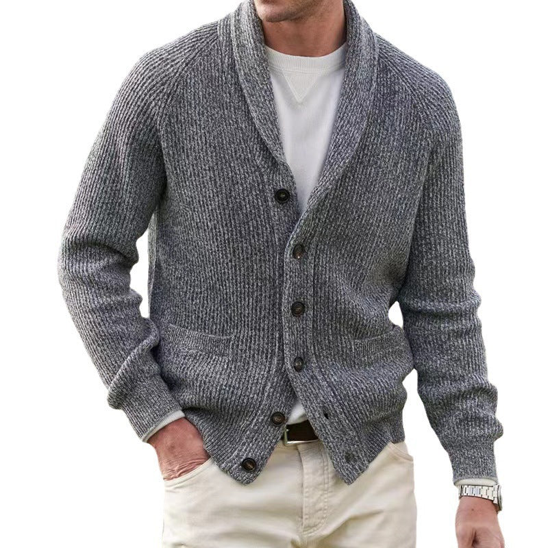 Street Wave Mens Knit Cardigan With Textured Chunky Knit Pattern And Practical Pockets
