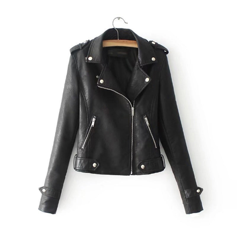 Street Wave Women's Faux Leather Biker Jacket With Trendy Cut For Modern Style And Confidence
