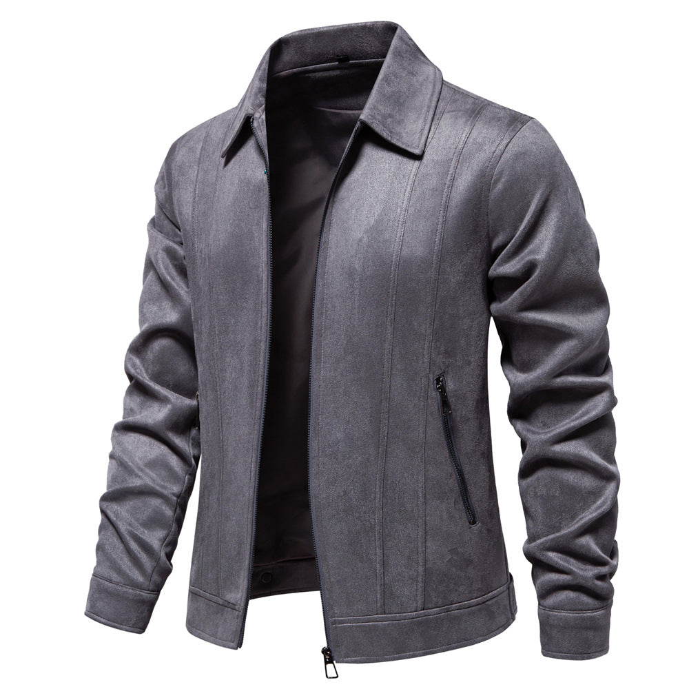 Street-Wave Men's Stylish Faux Leather Jacket With Structured Design And Side Zipper Pockets