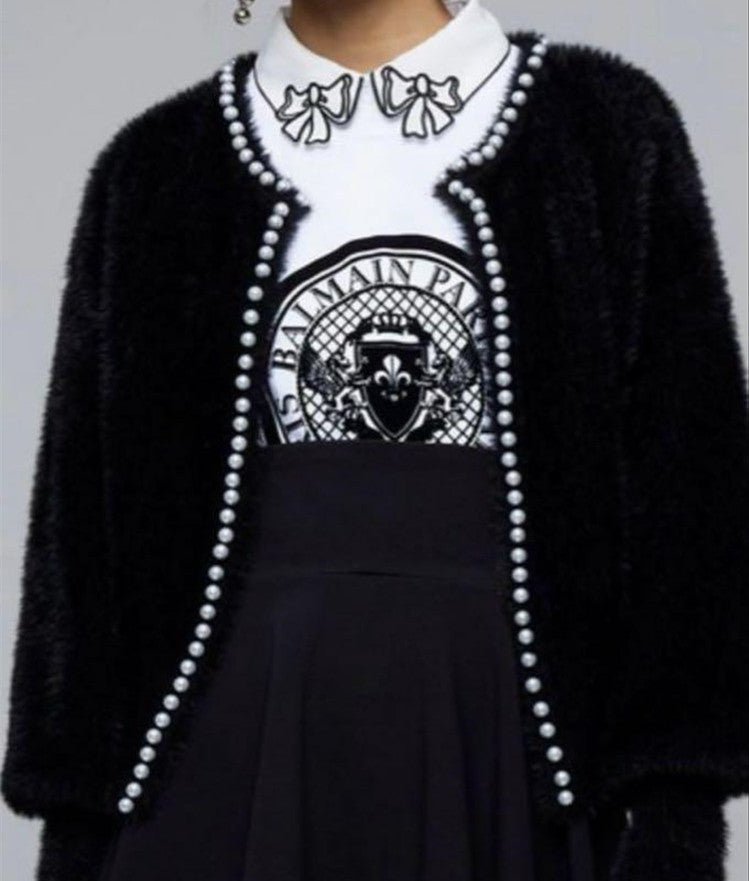 Streetwave Fluffy Cardigan With Pearl Buttons For Women Cozy Casual Knit Layering