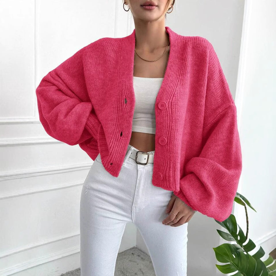 Street-wave Women's Oversized Knit Cardigan With Button Design For Everyday Comfort