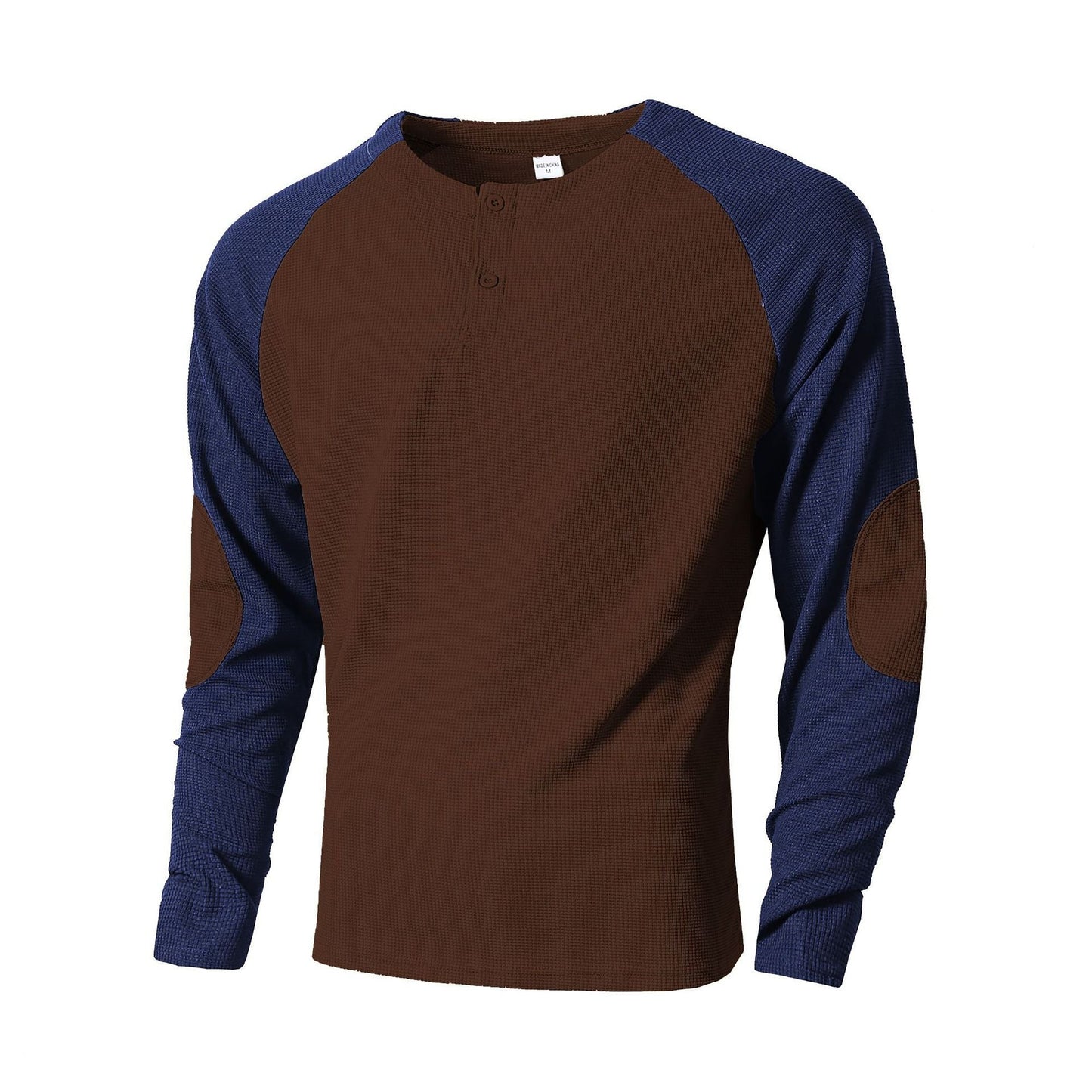 Street-Wave Mens Henley Long Sleeve Shirt With Textured Sleeves Breathable Cotton All Day Comfort Casual Everyday Wear