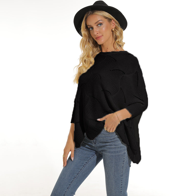 Street-Wave Womens Poncho Breathable Mesh Knit, Versatile All-Season Comfort for Casual and Workwear