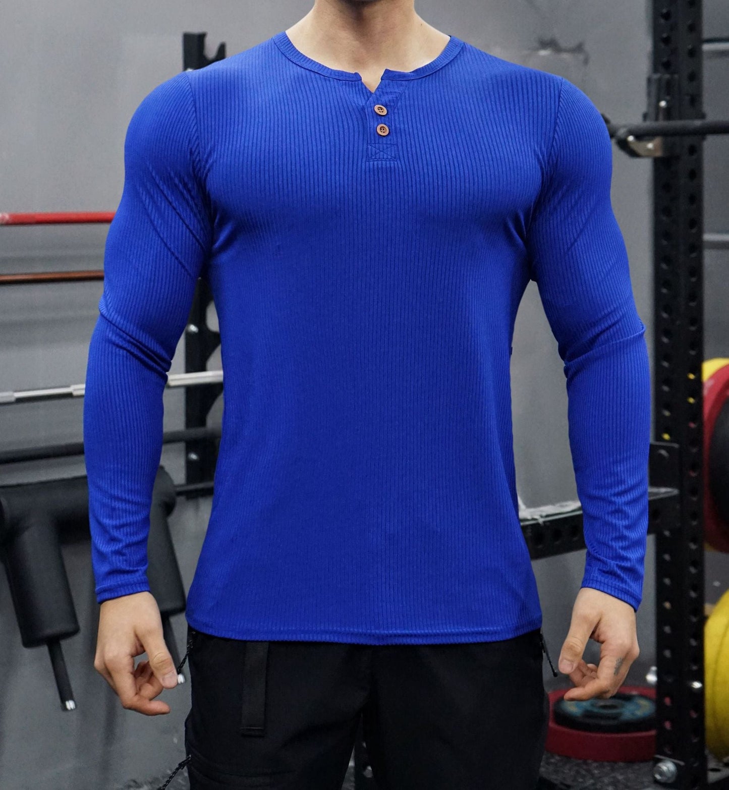 Street-Wave Mens Long Sleeve Shirt With Textured Knit Design And Button Placket For Everyday Comfort