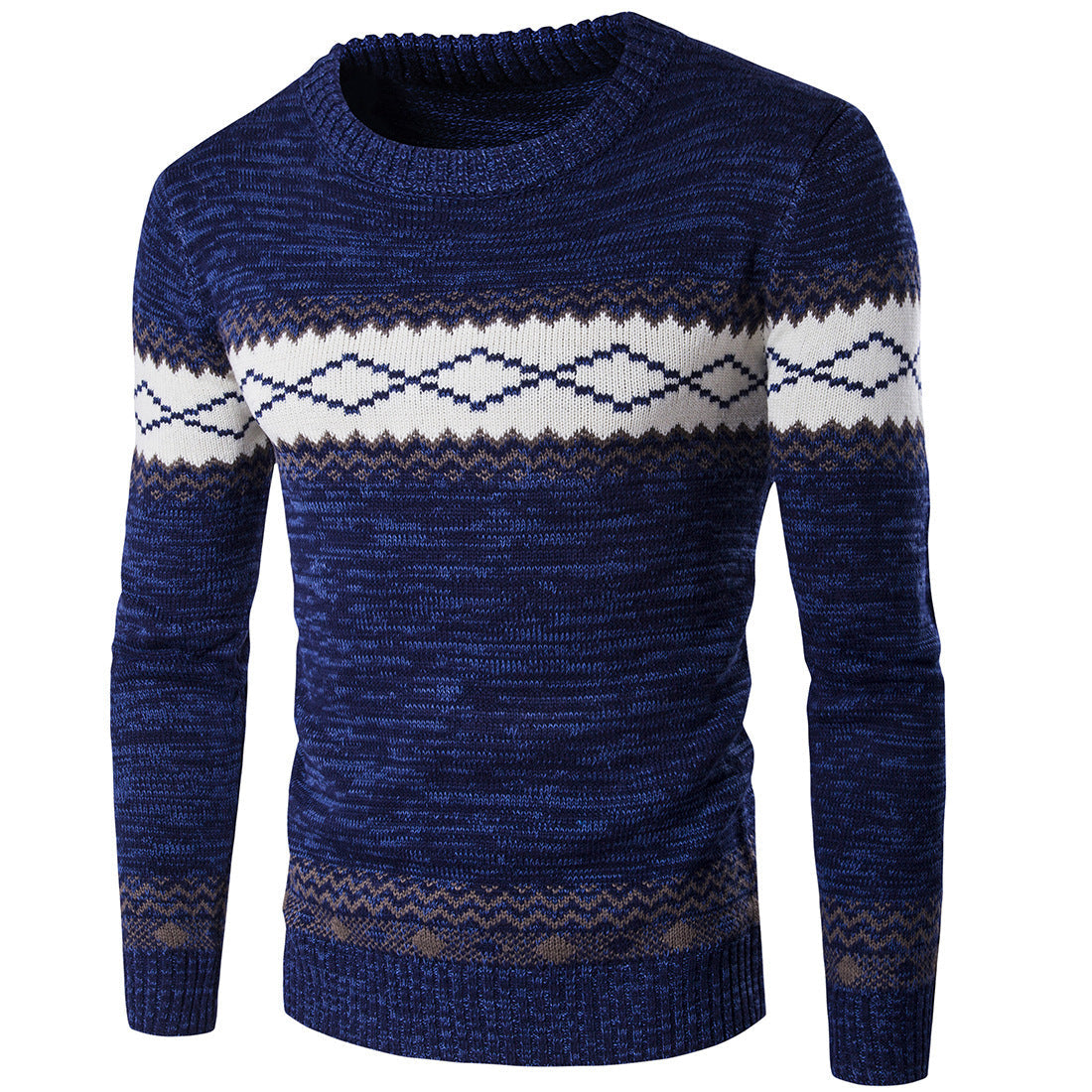 Street Wave Men's Cotton Blend Knitted Sweater With Graphic Pattern For Modern Style