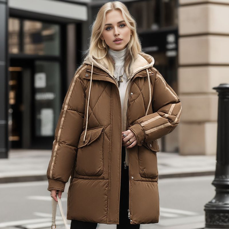 Street-wave Women's Quilted Winter Jacket With Removable Hood For Cozy Warmth And Everyday Wear