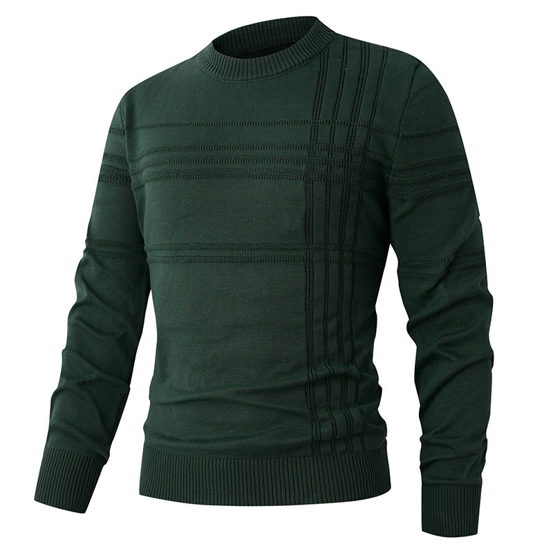 Mens Premium Cotton-Blend Sweater With Structured Pattern Crew Neck Street-wave For Modern Men