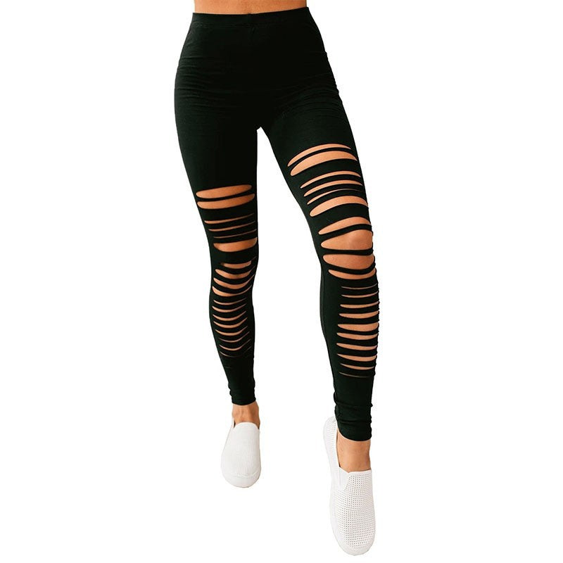 Street Wave Womens Ripped Leggings With Breathable Fabric For Active Women Athletes