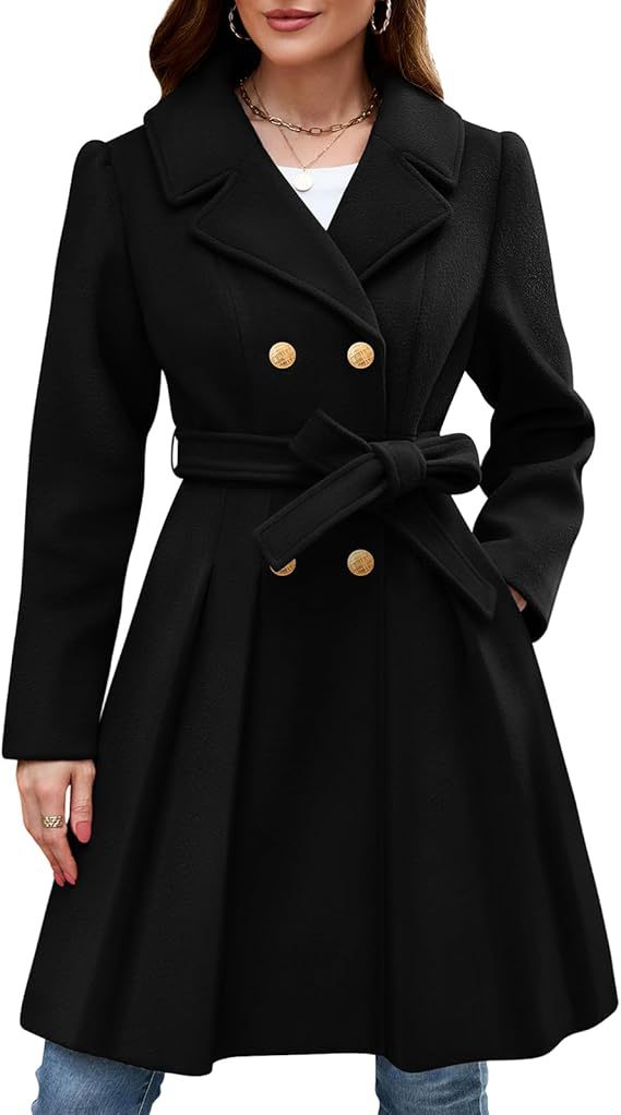 Streetwave Womens Classic Wrap Coat With Belt And Double Button Front For Office Chic Winter Wear