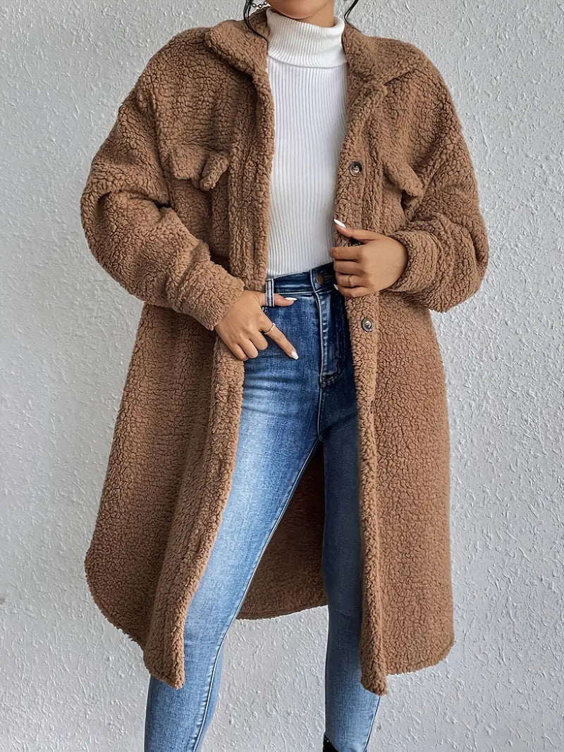 Street Wave Soft Plush Teddy Coat For Women Longline Oversized Warmth And Cozy Comfort